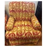 Upholstered Club Chair with Swirl Pattern Fabric
