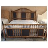 Rattan King Bed Frame and Mattress Set