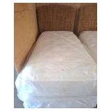 Twin Mattress and Box Spring With Woven Headboard