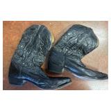 Black Leather Western Cowboy Boots, Size 11D