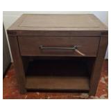 Wood Side Table with Drawer and Open Shelf