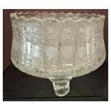 Footed Crystal Serving Bowl with Scalloped Rim