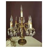 Brass Table Lamp with Crystal Prisms