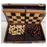 Wood Chess Set in Leatherette Case