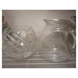 Clear Glass Pitcher and Cut Glass Bowl