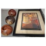 Framed Coffee Art With Themed Spherical Candlehold
