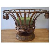 Gilded Metal Basket With Swans and Tassel Details