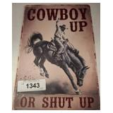 Cowboy-Themed Metal Sign, 8x12 Inches