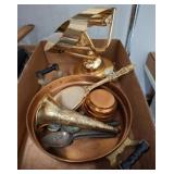 Brass wall Lamp and Mixed Metalware Lot
