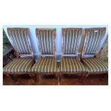 Four Striped Upholstered Wood Chairs