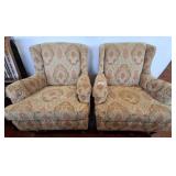 Wingback Armchairs with Patterned Upholstery