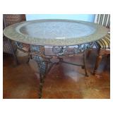 Wrought Iron and Metal Round Table, 41x25