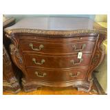 Mahogany 3-Drawer Bombï¿½ Chest with Carved Details