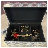 Jewelry Box With Assorted Jewelry and Watch