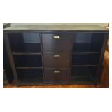 Black Storage Cabinet with Open Shelves, File Draw