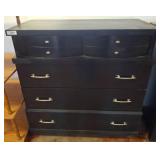 Black Wood Dresser with 5 Drawers