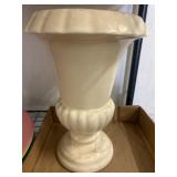 Cream-Colored Ceramic Fluted Vase