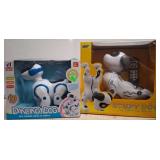 Two Interactive Robot Dog Toys in Boxes
