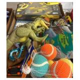 Box Lot With Toy Helicopter, Dinosaur, and Book