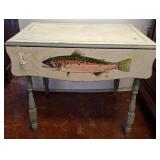Painted Drop-Leaf Table with Fish Motif