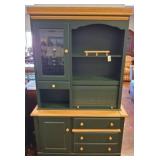Green Wooden Hutch with Natural Accents