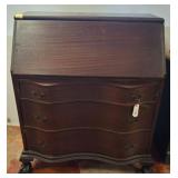 Mahogany Drop-Front Secretary Desk, Claw Feet