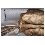 Gold-Tone Fabric Bedding Set with Floral Design