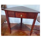 Triangular Wood Side Table With Drawer