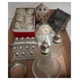 Box Lot of Glass and Metal Tableware Items