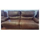 Brown Reclining Leather Sofa, 88 Inches Wide