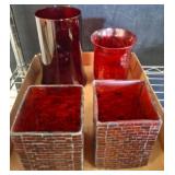 Red Glass Votive Holders and Vases