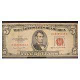 1953 Series $5 United States Note, Red Seal