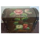 Painted Wooden Floral Storage Chest