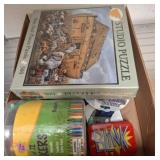 Box Lot with Puzzle, Cards, and Assorted Toys