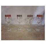 Four Wine Glasses with Gold and Enamel Trim