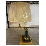 Green Marble and Brass Table Lamp With Shade