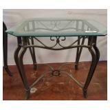 Metal and Glass Accent Table, 27x24x23in