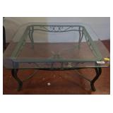 Glass and Metal Coffee Table, 40x40x17 Inches
