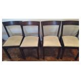 Four Wooden Dining Chairs with Upholstery