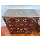 Red Lacquer Chest with Floral Motif, 36x18x36