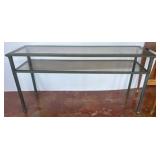 Glass-Top Metal Console Table, 54x16x27