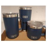 Blue YETI and Uline Insulated Mugs