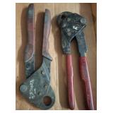 Two Steel Bolt Cutters with Red Hand Grips