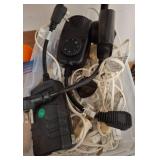 Plastic Bin of Power Adapters and Cables
