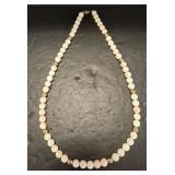 Angel Skin Coral Bead Necklace with 14K Clasp