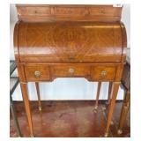 Roll-Top Writing Desk, Wood, Brass Hardware