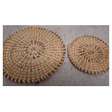 Two sweet grass Round Woven Table Mats
