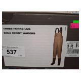 Three Forks Lug Sole Chest Waders, Size 3R
