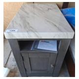 Wood Veneer Nightstand with Faux Marble Top