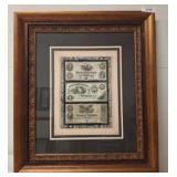 Framed Currency Display, Gilt Frame, 27x31 rm4